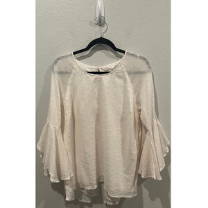 LC LAUREN CONRAD Cream Pinko Eyelet Bell 3/4 Sleeve